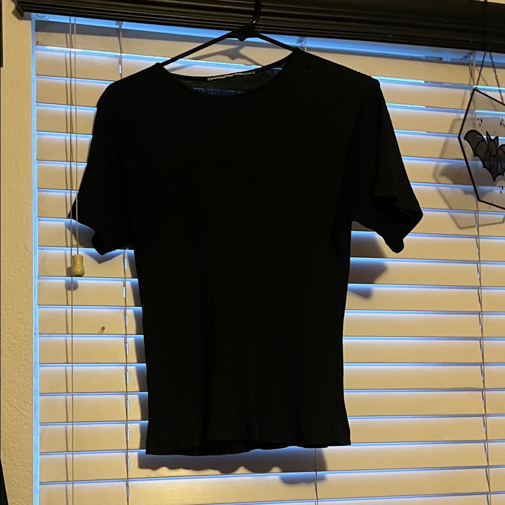 Women’s Black Ribbed Blouse